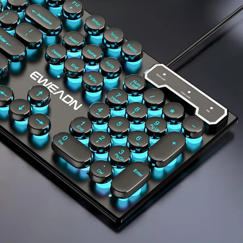 Gaming Keyboard Backlit - Retro Punk Mechanical Feel Keyboard Mouse