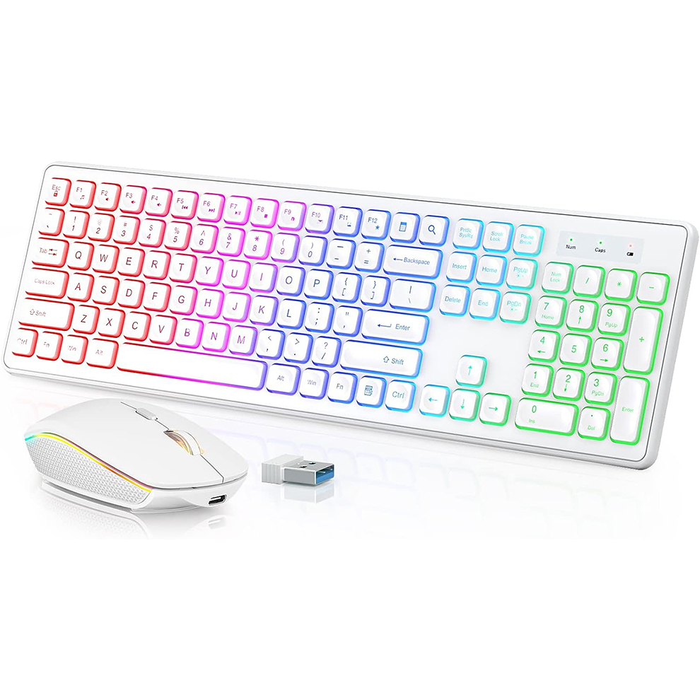Gaming Keyboard Extension - Backlit Wireless Keyboard and Mouse,Quiet Light