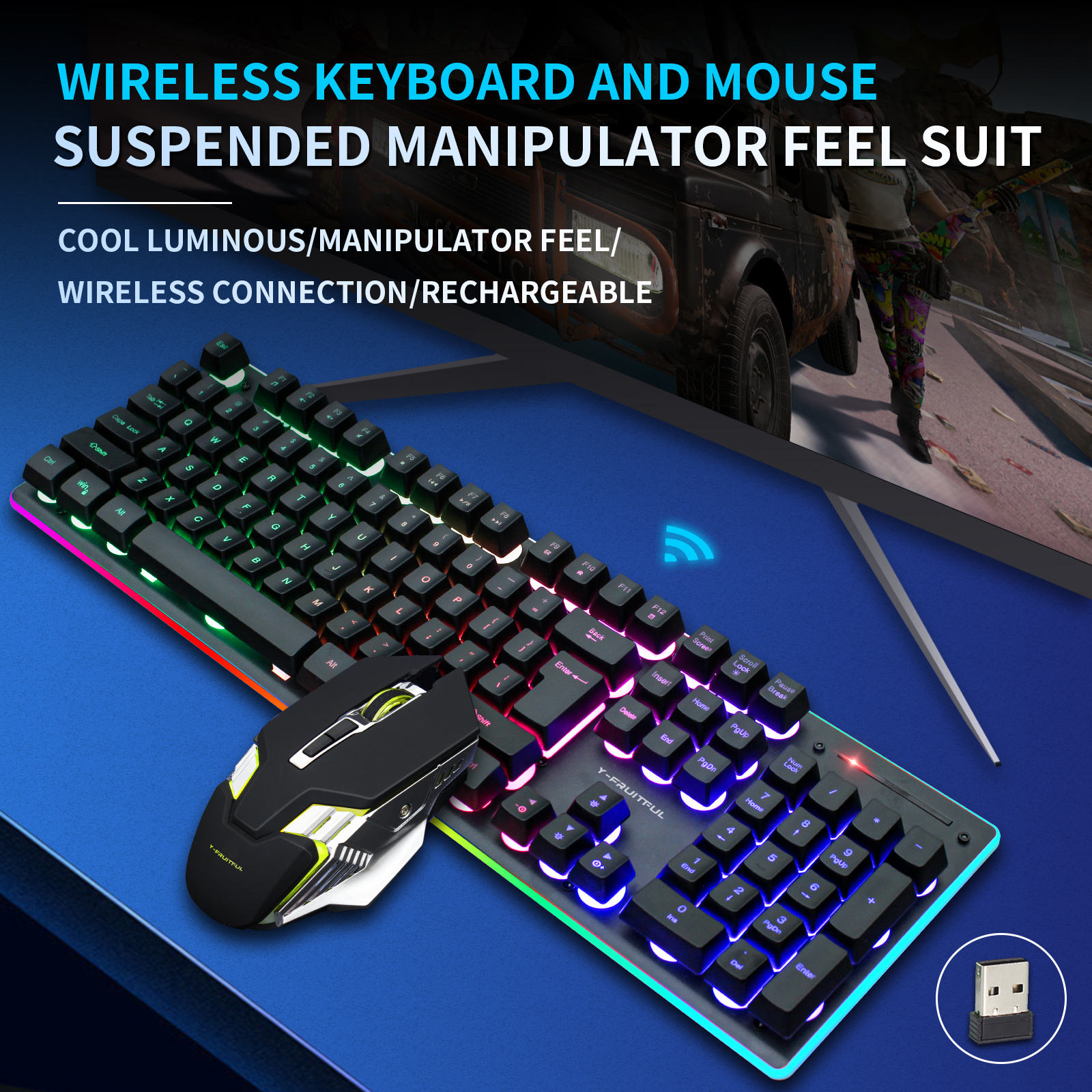 104 Keys RGB Computer Wireless - đánh giá và giá Gaming Keyboard And Mouse Combo Wireless