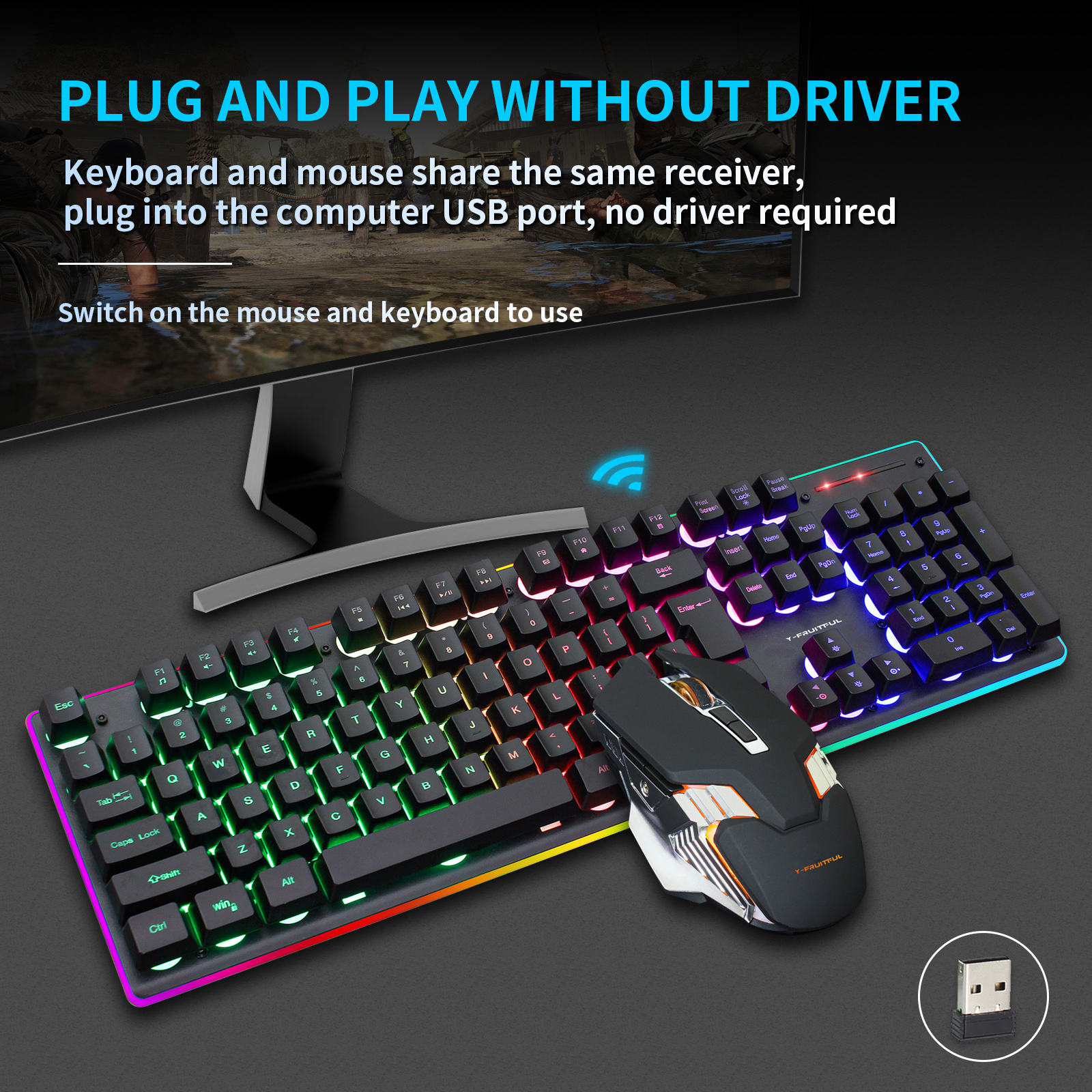 104 Keys RGB Computer Wireless - đánh giá và giá Gaming Keyboard And Mouse Combo Wireless