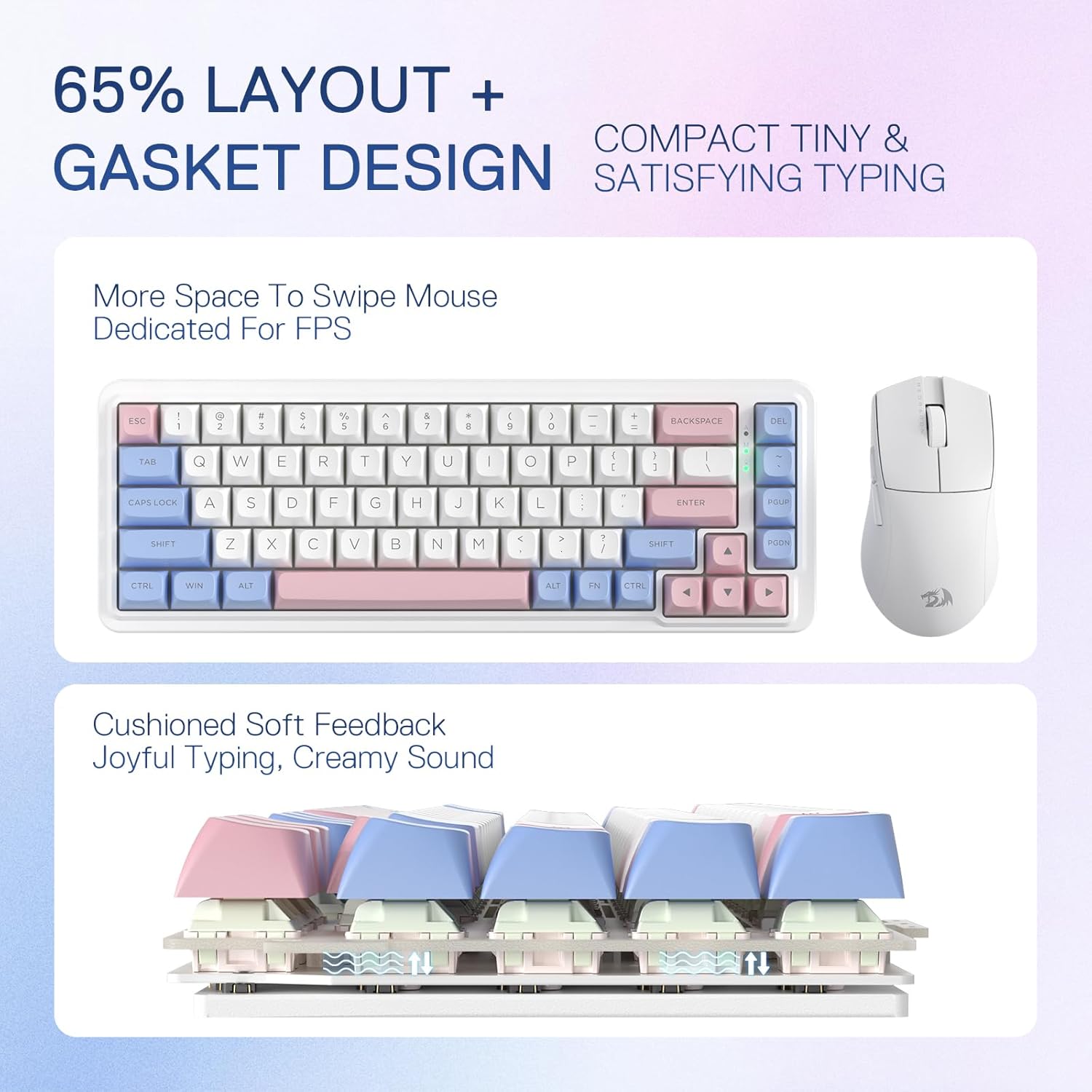 Redragon K709 PRO 65% Wireless - đánh giá và giá Gaming Keyboard No Noise
